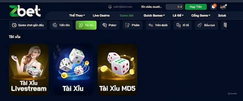 tài xỉu MD Zbet